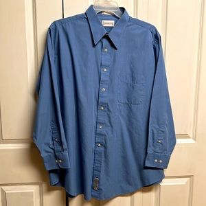 Alexander LLoyd Blue Long Sleeve Cotton Blend Pocket Dress Shirt Size Big 18